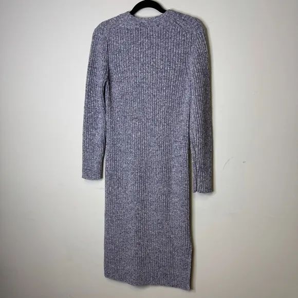 J Crew Elegant Lilac Heather RIbbed Knit Thick Long Sweater Dress Size Medium