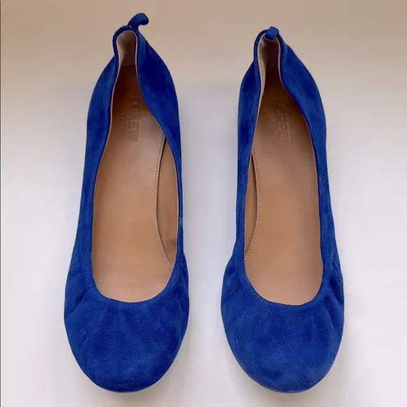 J. Crew Factory Anya Suede Ballet Flats | Deep Cove blue | size 10 | EUC