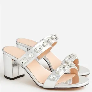 J Crew Lucie jeweled sandals in Italian metallic leatherItem BS878