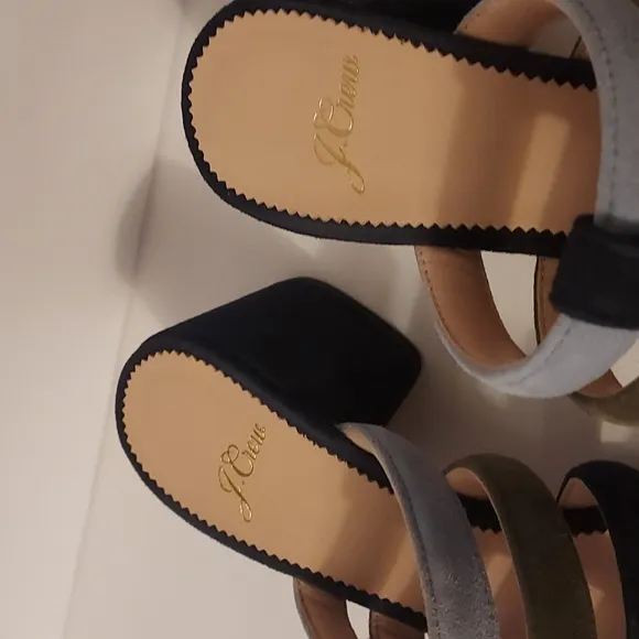 J. Crew Multicolor Strappy Sandals Suede Slides Size 7