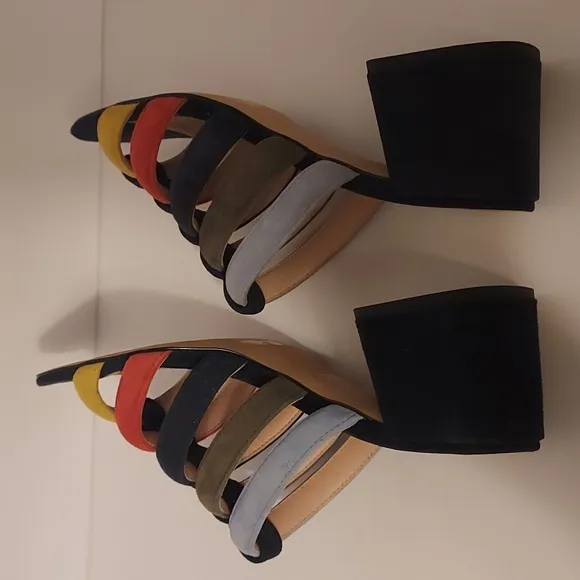 J. Crew Multicolor Strappy Sandals Suede Slides Size 7