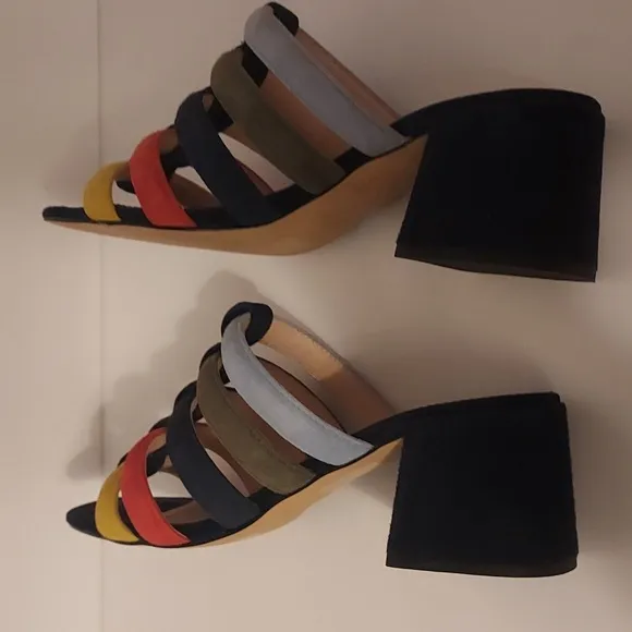 J. Crew Multicolor Strappy Sandals Suede Slides Size 7