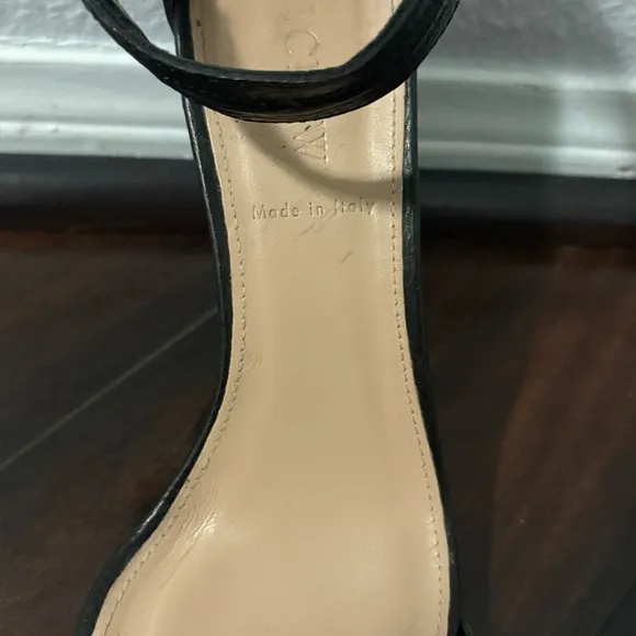 J Crew Sleek Black Chunky Heel Sandals with Ankle Strap