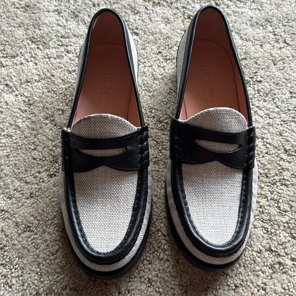 J. Crew Winona Penny Loafers in Spanish Canvas