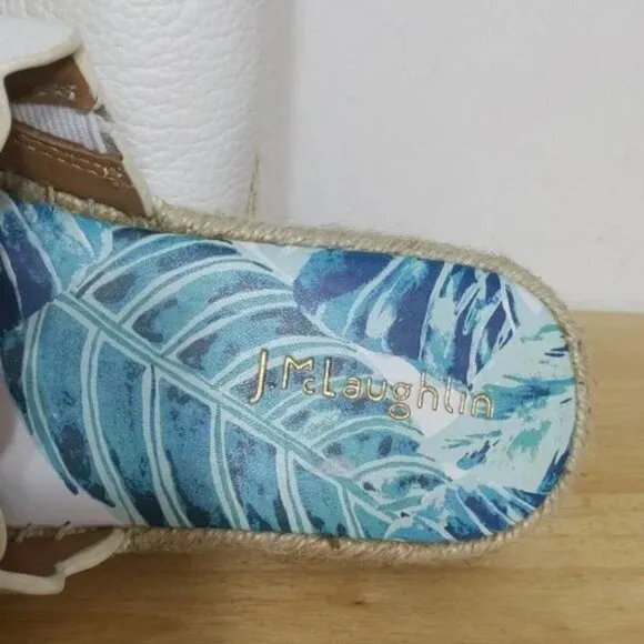 J. Mclaughlin Pebbled Leather Slide Tropical Espadrille Sandals Shoes