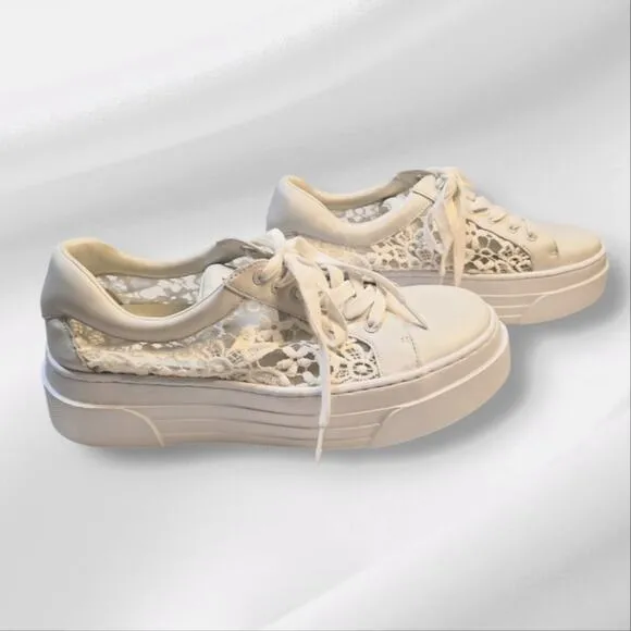 J SLIDES White Lace ANALEE Comfy Wedding Sneakers Size 10 New