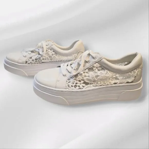 J SLIDES White Lace ANALEE Comfy Wedding Sneakers Size 10 New