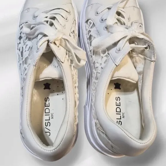 J SLIDES White Lace ANALEE Comfy Wedding Sneakers Size 10 New