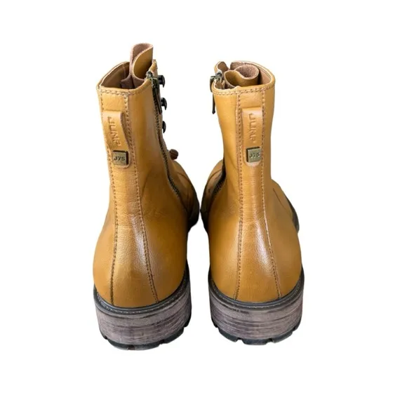 J75 Jump Cylinder Men's Leather Lace Up / Side Zip Motorcycle Boots Size 8