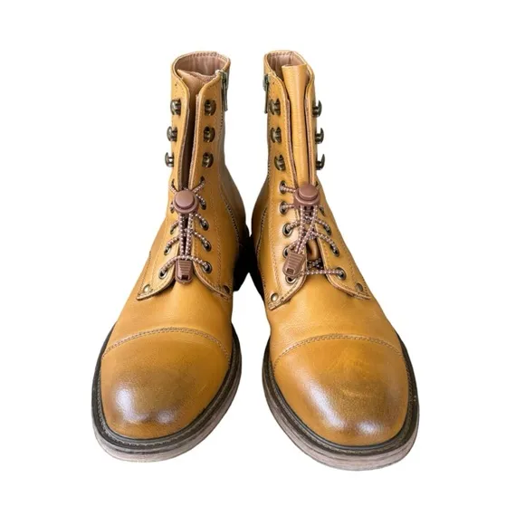J75 Jump Cylinder Men's Leather Lace Up / Side Zip Motorcycle Boots Size 8