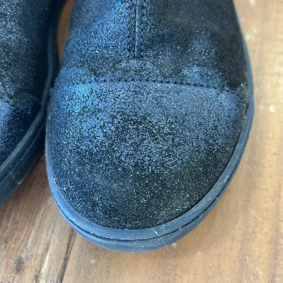 Jacadi navy iridescent metallic leather Chelsea boots