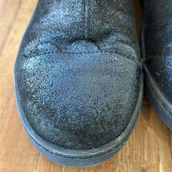 Jacadi navy iridescent metallic leather Chelsea boots