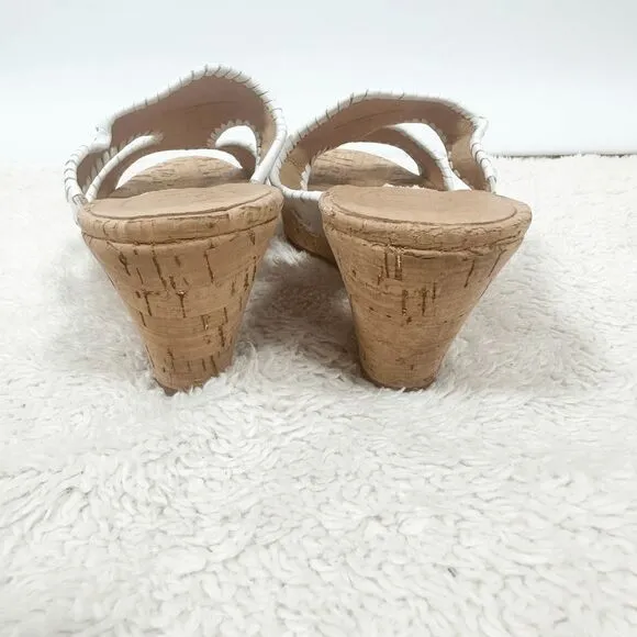 Jack Rogers Emilia White Cork Wedge Heels Sandals Slides Beachy Size 8.5 M