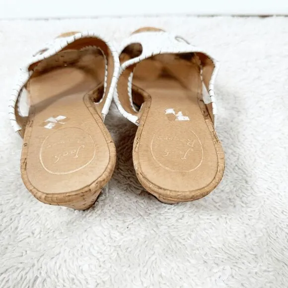 Jack Rogers Emilia White Cork Wedge Heels Sandals Slides Beachy Size 8.5 M