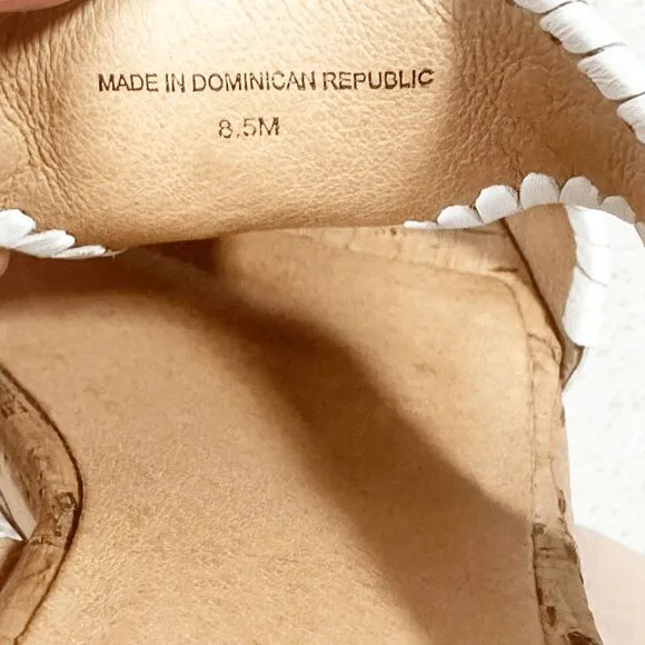 Jack Rogers Emilia White Cork Wedge Heels Sandals Slides Beachy Size 8.5 M