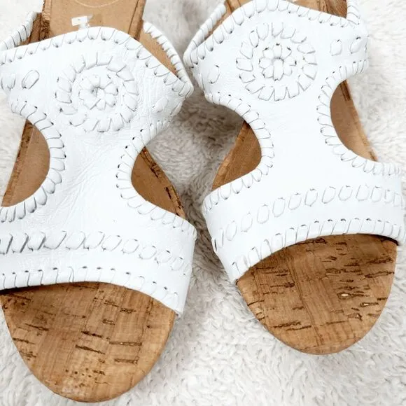 Jack Rogers Emilia White Cork Wedge Heels Sandals Slides Beachy Size 8.5 M