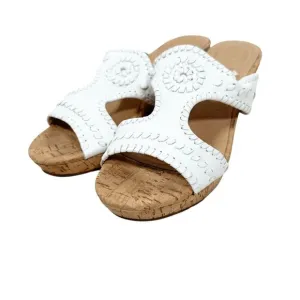 Jack Rogers Emilia White Cork Wedge Heels Sandals Slides Beachy Size 8.5 M