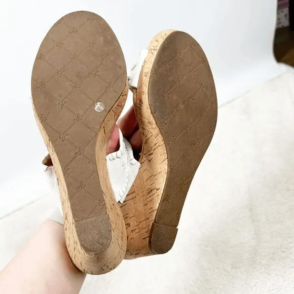 Jack Rogers Emilia White Cork Wedge Heels Sandals Slides Beachy Size 8.5 M