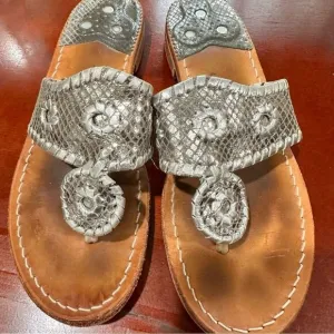 Jack Rogers Leather Silver Sandals Size 6