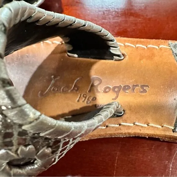 Jack Rogers Leather Silver Sandals Size 6