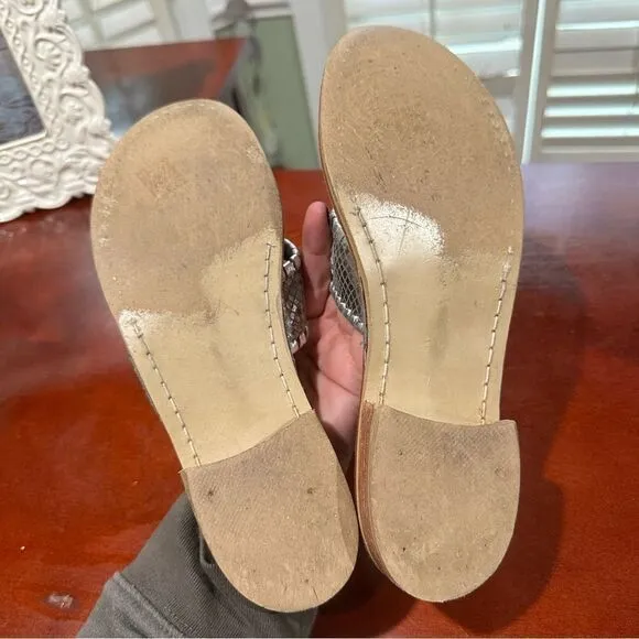 Jack Rogers Leather Silver Sandals Size 6