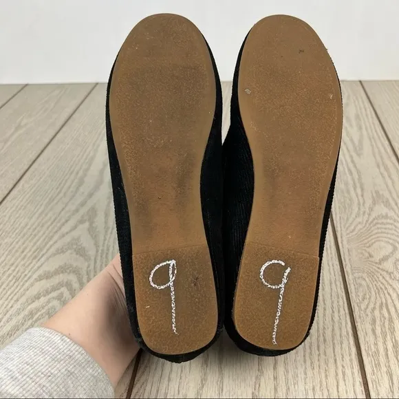 Jack Rogers Millie Bow Moccasin Flats 9B Black Corduroy Suede $128 in box