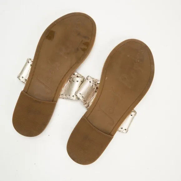 JACK ROGERS Miss Hamptons II gold leather sandals size 4