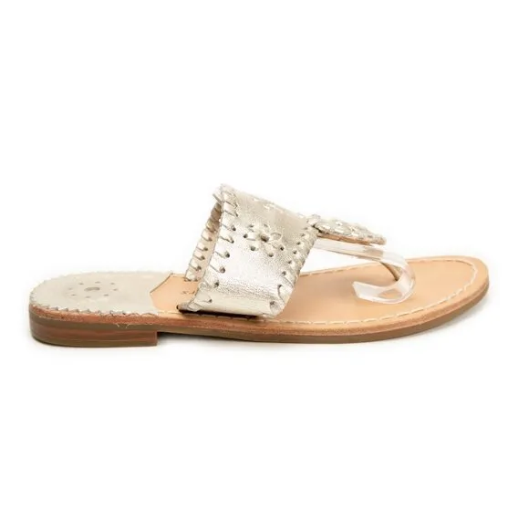 JACK ROGERS Miss Hamptons II gold leather sandals size 4