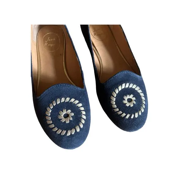 Jack Rogers Navy Blue Rebecca Suede Flats Size 8.5