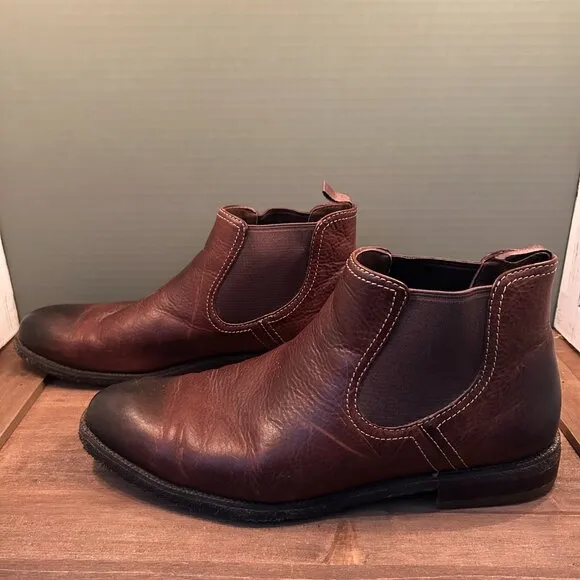 J&amp;M Mens Brown Weston Chelsea Leather Boots Size 11.5