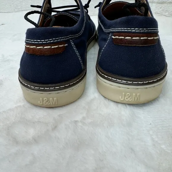 J&amp;M Mens Sheepskin Lined Canvas Loafers Size 10M Navy Blue