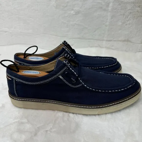 J&amp;M Mens Sheepskin Lined Canvas Loafers Size 10M Navy Blue