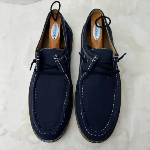 J&amp;M Mens Sheepskin Lined Canvas Loafers Size 10M Navy Blue