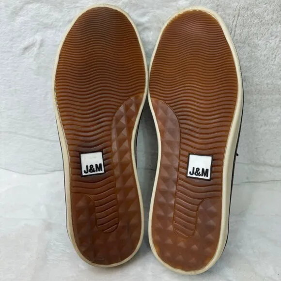 J&amp;M Mens Sheepskin Lined Canvas Loafers Size 10M Navy Blue