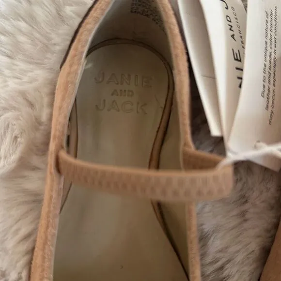 Janie &amp; Jack Suede Bridle Bit Flat in Tan Size 7