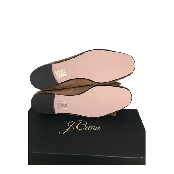 J.Crew New In Box Kid Suede Carmel Tassel Fringe Slip On Flats. Size 6.5
