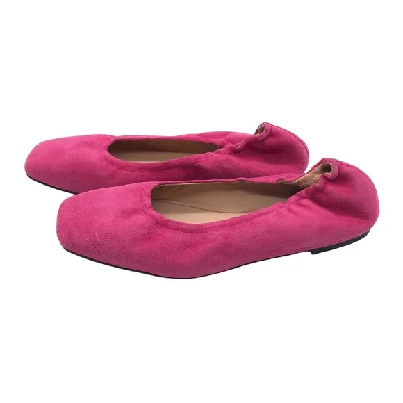 J.Crew Womens Anya Scrunchie Ballet Flats In SuedePink Suede Ballet Flats Size 7
