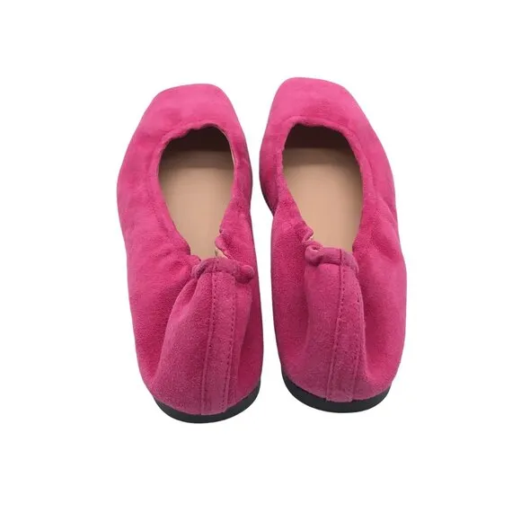 J.Crew Womens Anya Scrunchie Ballet Flats In SuedePink Suede Ballet Flats Size 7