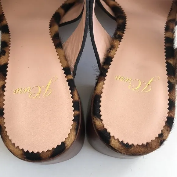 J.crew women’s rich mahogany haircalf penny mid block heel slide sandal size 6