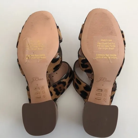 J.crew women’s rich mahogany haircalf penny mid block heel slide sandal size 6