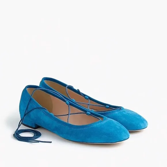 ✨JCREW✨Suede Lace Up Ballet Flats
