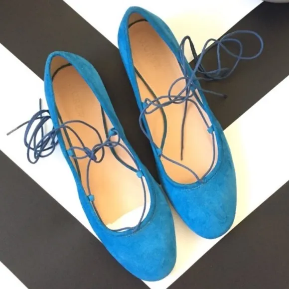 ✨JCREW✨Suede Lace Up Ballet Flats