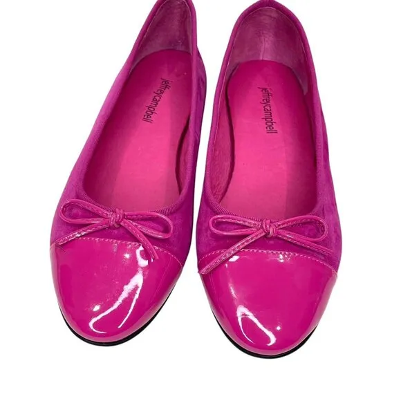 Jeffrey Campbell Arabesque Pink Suede Ballet Flats Cap Toe SZ 8 NEW