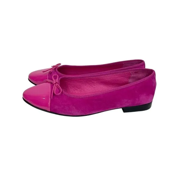 Jeffrey Campbell Arabesque Pink Suede Ballet Flats Cap Toe SZ 8 NEW