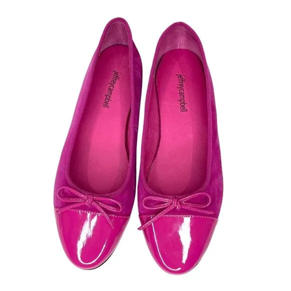 Jeffrey Campbell Arabesque Pink Suede Ballet Flats Cap Toe SZ 8 NEW