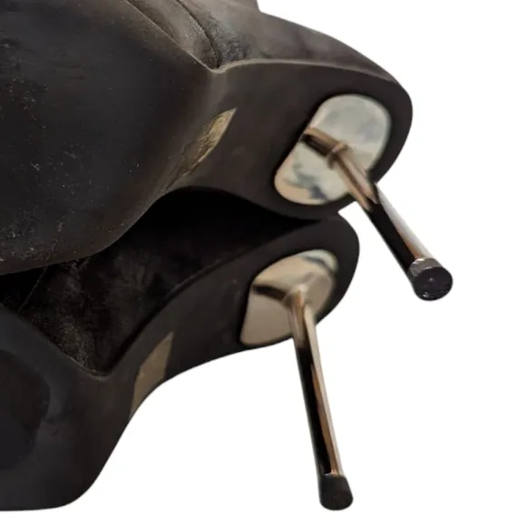 Jeffrey Campbell Bringiton Elegant Black Lace-Up Stiletto Boots.... Size 5.5