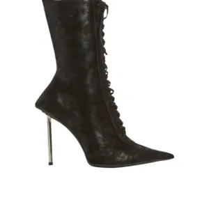 Jeffrey Campbell Bringiton Elegant Black Lace-Up Stiletto Boots.... Size 5.5