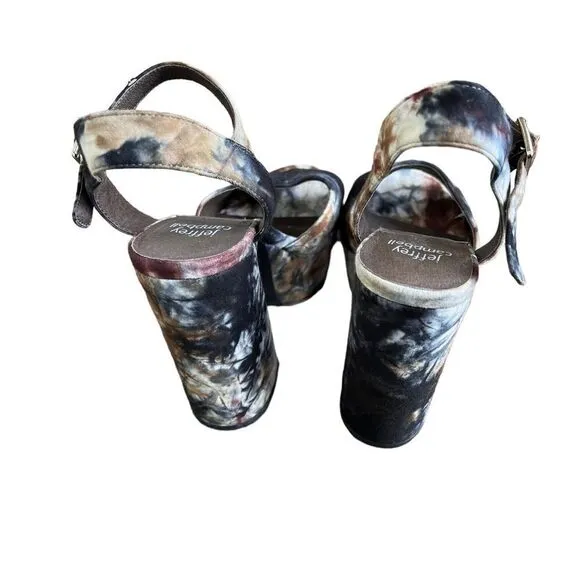 Jeffrey Campbell chunky Platform Tie-Dye Sandals Heels Size 7.5 Brown red blue