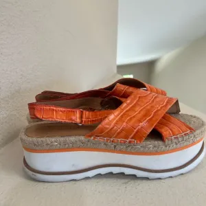 Jeffrey Campbell Croc‎ Embossed Lug Sole Espadrille Platform Sandal 41 / 10
