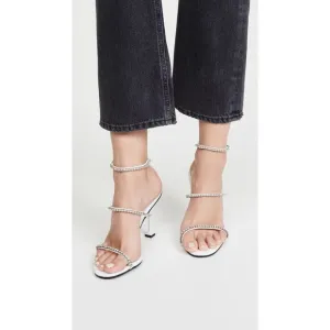 Jeffrey Campbell Demonic Sandals Silver Metallic Leather Crystal